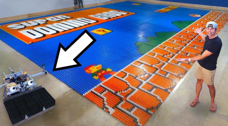 Robot Arranges 100,000 Dominoes Into a Super Mario Bros. Mural in One Day