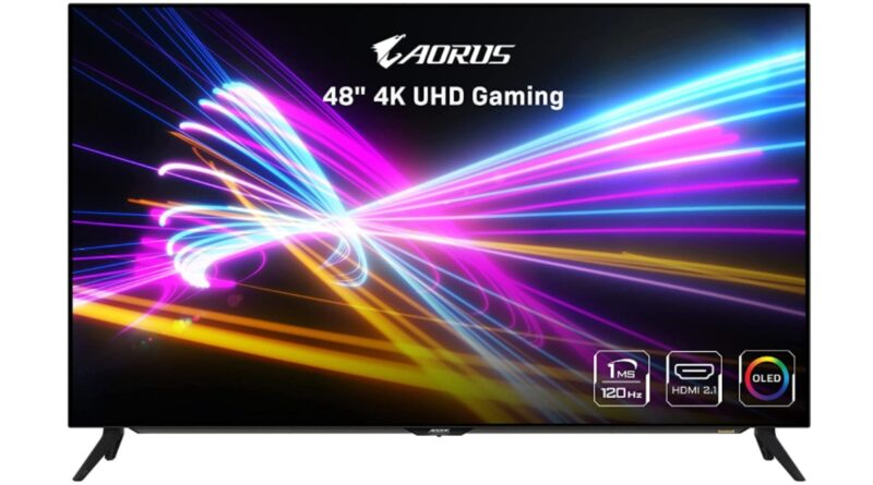 AORUS FO48U 48" 4K OLED Gaming Monitor, 3840x2160 Display, 120 Hz Refresh Rate, 1ms Response Time (GTG), 1x Display Port 1.4, 2X HDMI 2.1, 2X USB 3.0, with USB Type-C, Space Audio