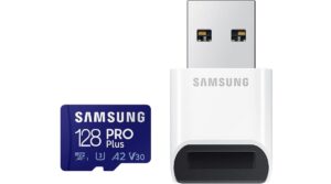 SAMSUNG PRO Plus + Reader 128GB microSDXC Up to 160MB/s UHS-I, U3, A2, V30, Full HD & 4K UHD Memory Card for Android Smartphones, Tablets, Go Pro and...
