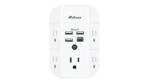 Wall Outlet Extender with USB Ports Outlet Splitter Surge Protector USB Wall Charger with 5 Outlet Extender and 3 USB Ports 1 USB C Outlet 3-Sided Power Strip Multi Plug Outlets