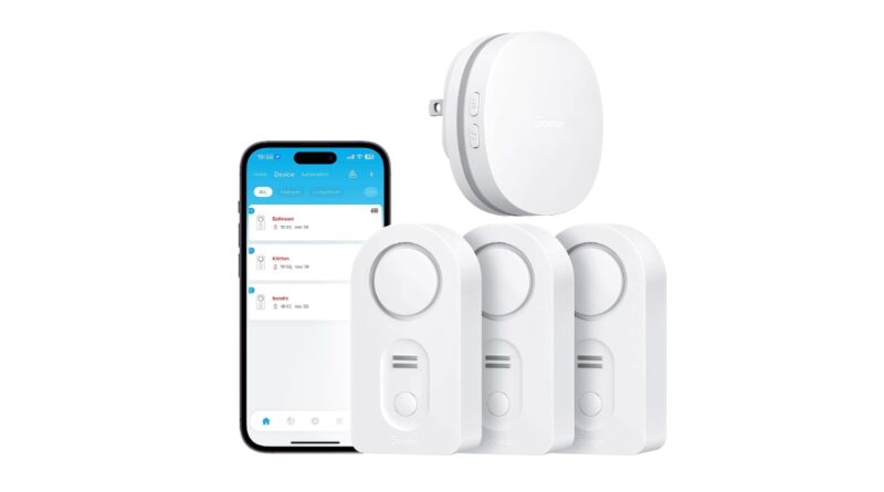 Govee WiFi Water Sensor 3 Pack, Water Leak Detector 100dB Adjustable Alarm and App Alerts, Leak and Drip Alert with Email, Wireless Detector for Home, Basement(Not Support 5G WiFi)