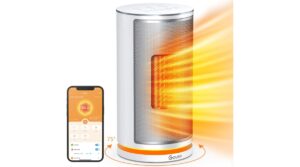 Govee Smart Space Heater for Indoor Use, 1500W Fast Ceramic Electric Heater with Thermostat, 75°Oscillating, App & Voice Remote, Overheating & Tip-Over Protection, 24H Timer Heater for Home Office