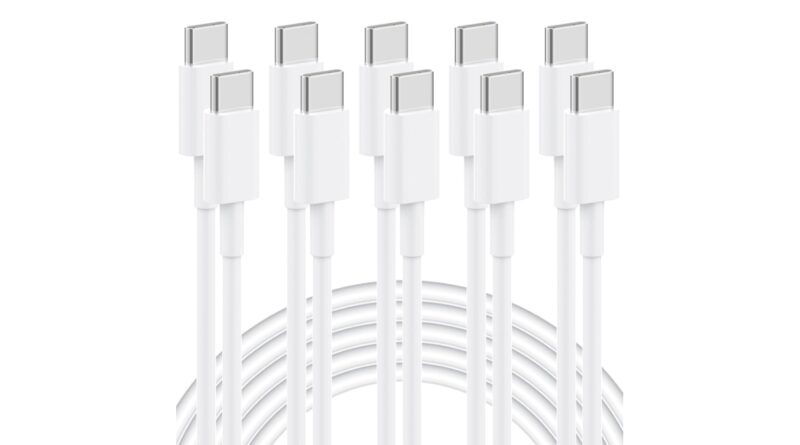 USB C to USB C Cable, 5-Pack 6FT, 60W Fast Charging Power Delivery for iPhone 16/16 Pro/16 Plus/16 Pro Max/15, iPad Mini 6/Pro 2021, MacBook Pro 2020, Samsung Galaxy S23, Switch