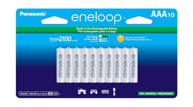 Eneloop Panasonic BK-4MCCA10FA AAA 2100 Cycle Ni-MH Pre-Charged Rechargeable Batteries, 10-Battery Pack